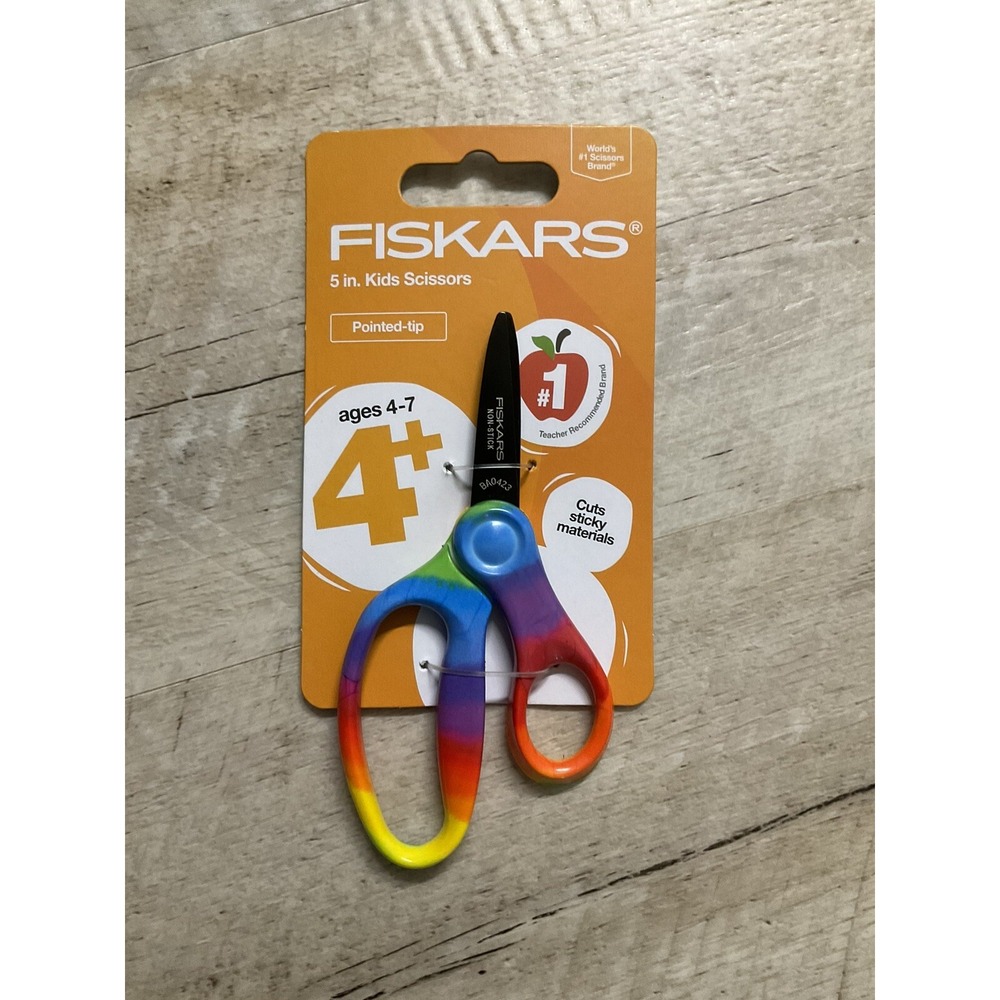 Fiskars Big Kids Scissors 5" Tie Dye Pointed Tip School Ages 4-7 NEW